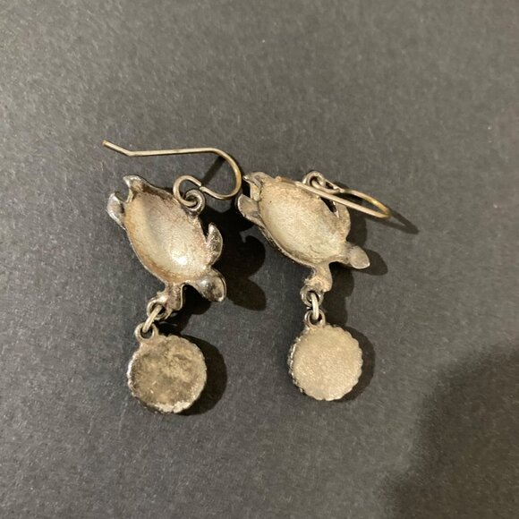 Sea Turtle Drop Earrings With Enamel Accents - Picture 2 of 3